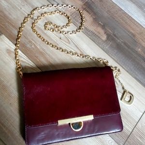Burgundy calf hair/leather purse